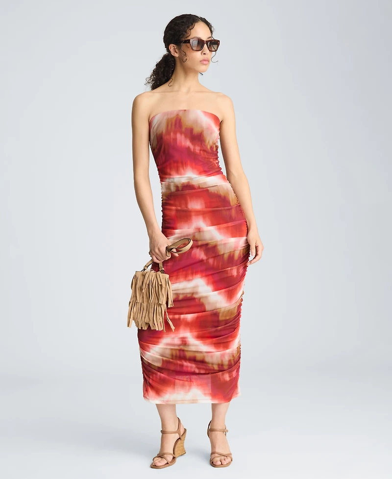 Kenneth Cole Women's Strapless Ruched Midi Dress