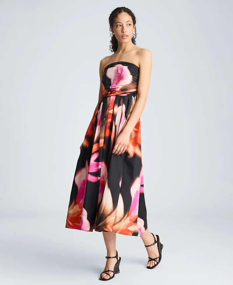 Kenneth Cole Women's Floral Print Strapless Midi Dress