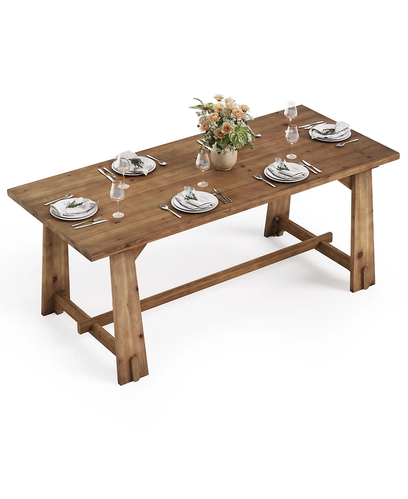 Tribesigns 63-Inch Solid Wood Dining Table for 4-6, Farmhouse Rectangular Kitchen Table with Thick Tabletop and Sturdy Legs