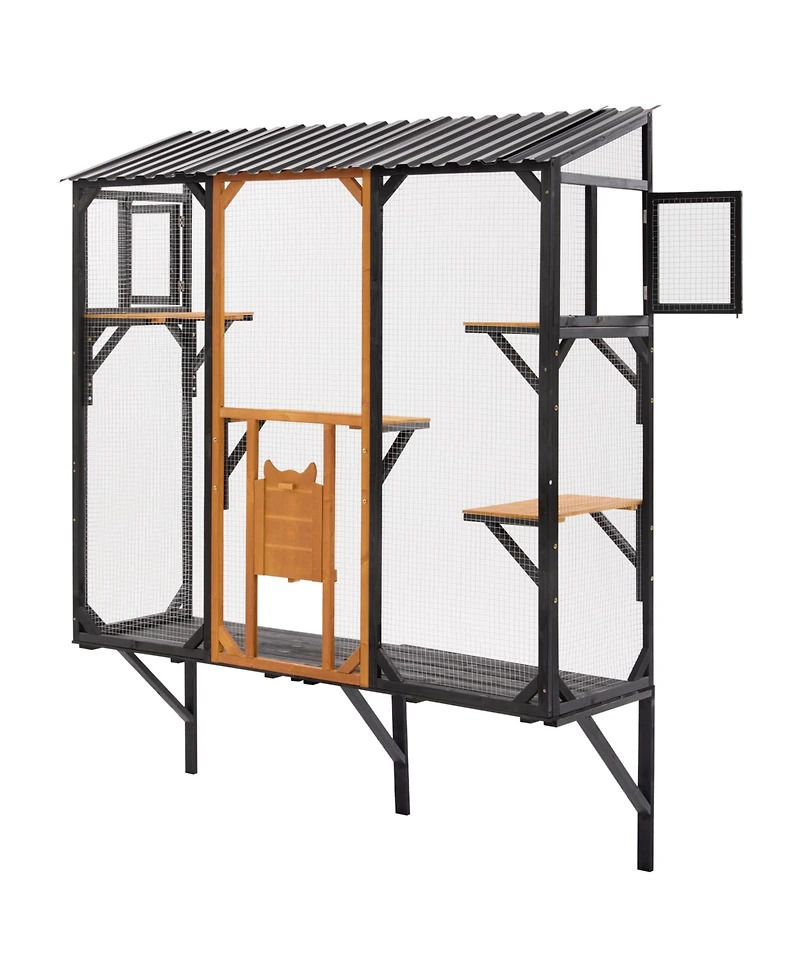 Zeus & Ruta Outdoor Cat Catio Enclosure Patio House With Platforms For 1-3 Cats