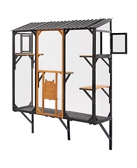 Zeus & Ruta Outdoor Cat Catio Enclosure Patio House With Platforms For 1-3 Cats