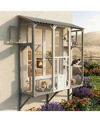 Zeus & Ruta Outdoor Cat Catio Enclosure Patio House With Platforms For 1-3 Cats