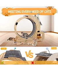 Zeus & Ruta 6-in-1 Cat Exercise Wheel Upgraded Large Treadmill with Silent Wheels Indoor Cat Furniture and Toys