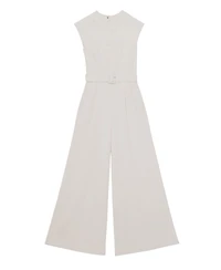 Reiss Women's Sheer-Panel Wide-Leg Belted Jumpsuit