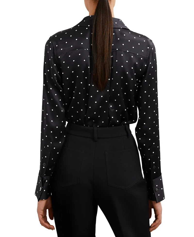 Reiss Women's Silk-Satin Polka-Dot Shirt