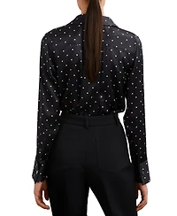 Reiss Women's Silk-Satin Polka-Dot Shirt