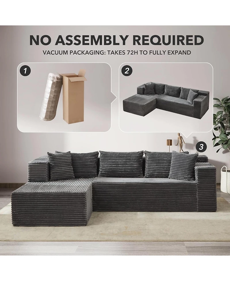 gaomon Modular Sectional Sofa Cloud Couch, 106" Comfy L Shaped Couches for Living Room,Oversized Sleeper with Deep Seat