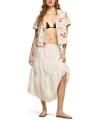 Lucky Brand Women's Printed Camp Collar Button-Front Top
