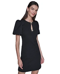 Karl Lagerfeld Paris Women's Puff-Sleeve Floral Dress