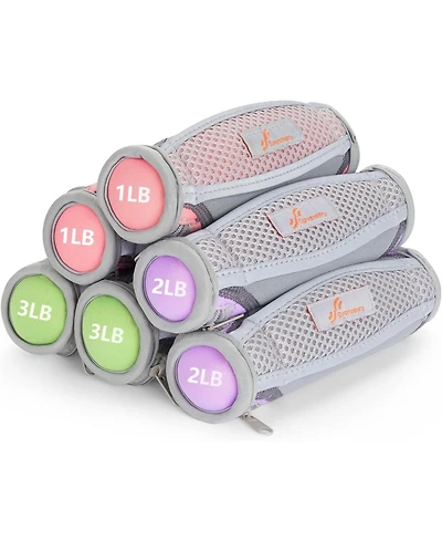 Sportneer Hand Weights for Women Set of 6 with 1 2 3 lb Pair Soft Dumbbells Hand Strap for Home Workout Running Physical Therapy Aerobics