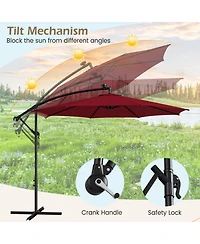 Sugift 10 ft Offset Patio Umbrella with Solar Led Lighting