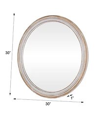 Busdays 30 Inch Round Farmhouse Wall Mirror Rustic Boho Circle Decorative Mirror for Bathroom Vanity Living Room Entryway Wall Mounted