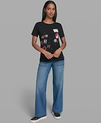 Karl Lagerfeld Paris Women's Logo Motif Crewneck T-Shirt