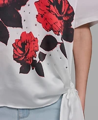 Karl Lagerfeld Paris Women's Floral Print Crewneck Top