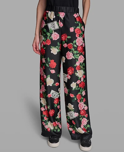 Karl Lagerfeld Paris Women's Printed Pull-On Soft Pants