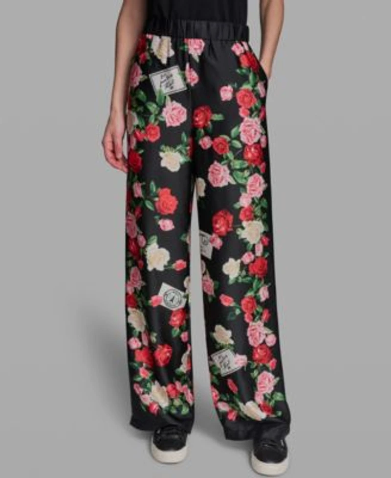Karl Lagerfeld Paris Womens Printed Pull On Soft Pants