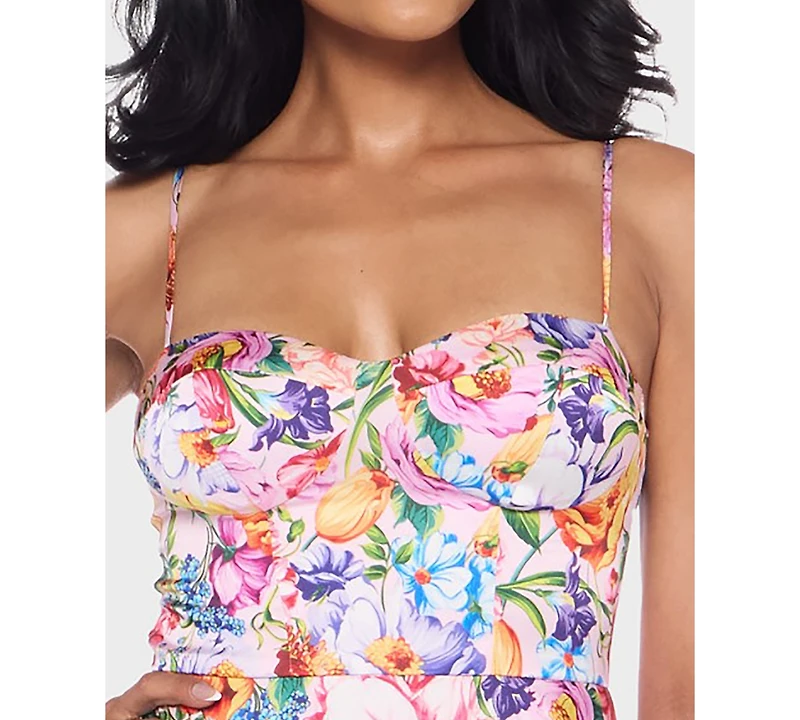 B Darlin Juniors' Printed Sweetheart Neck Mini Dress