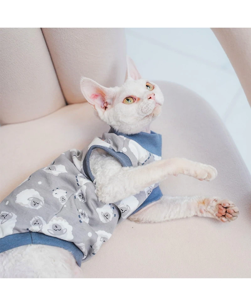Aronkl Hairless Cat Cotton T-shirts Sleeveless Round Collar Pet Clothes for Sphynx Devon Rex Small Dogs