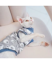 Aronkl Hairless Cat Cotton T-shirts Sleeveless Round Collar Pet Clothes for Sphynx Devon Rex Small Dogs