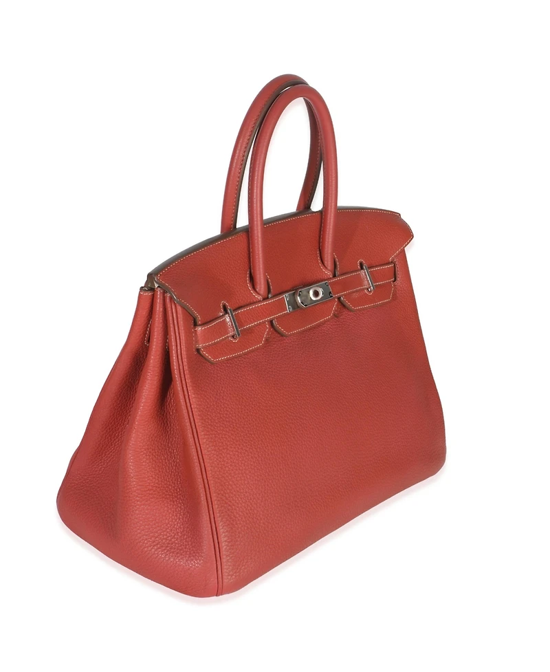 Pre-Owned HERMES Sanguine White Clemence Verso Birkin 35 Phw