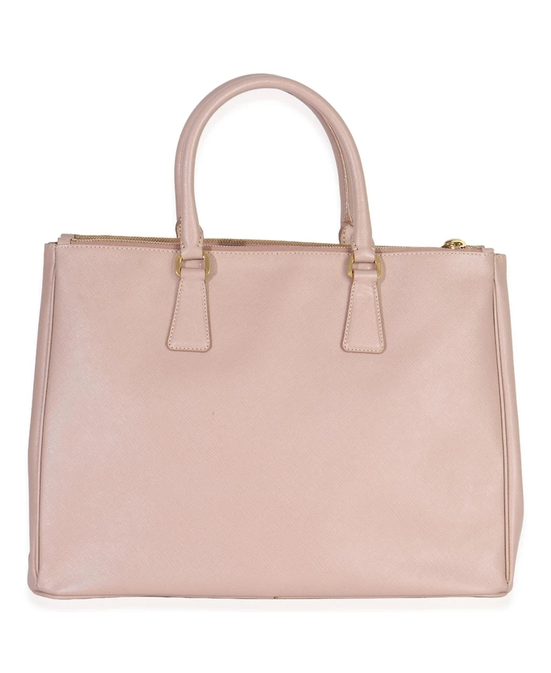Pre-Owned Prada Pink Saffiano Galleria Lux Medium Double Zip Tote
