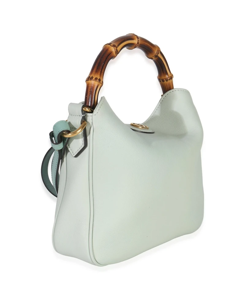 Pre-Owned Gucci Mint Green Calfskin Bamboo Small Diana Shoulder Bag