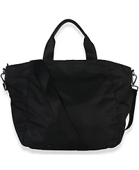 Pre-Owned Prada Black Tessuto Saffiano Leather Large Weekender Tote