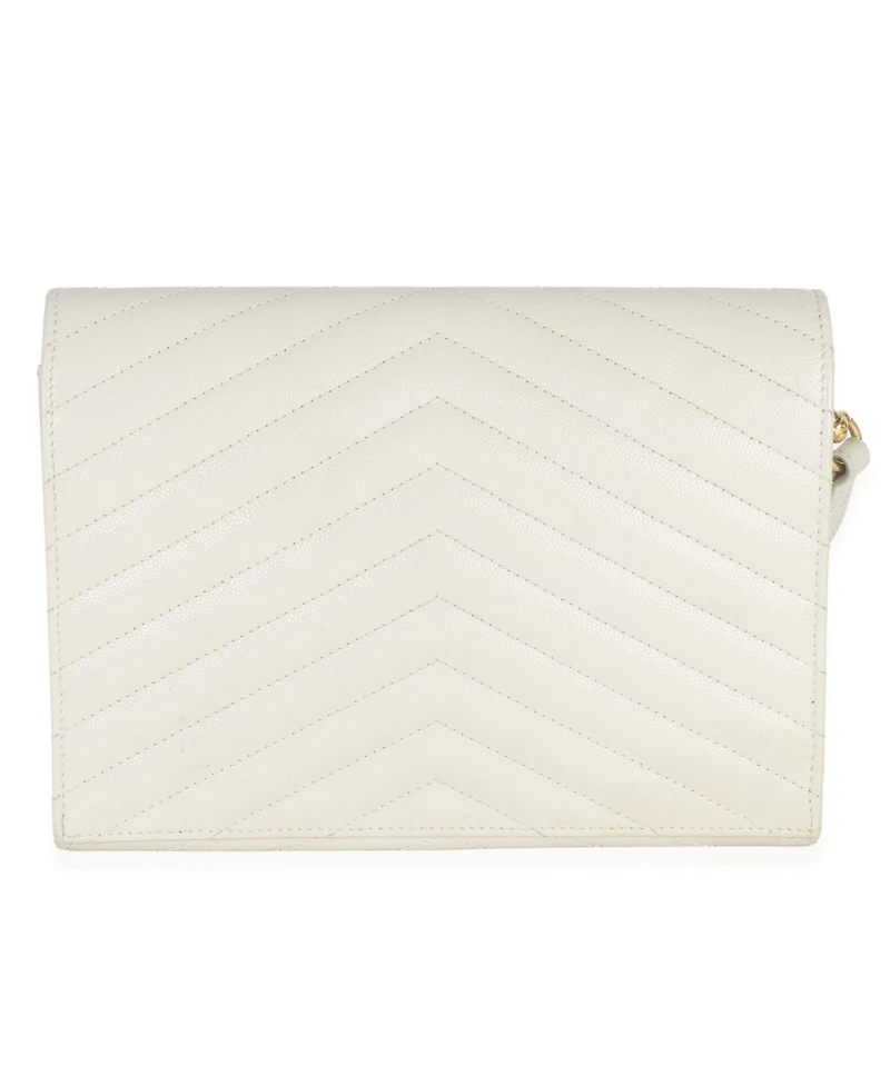 Pre-Owned Saint Laurent Creama Soft Grain De Poudre Triquilt Monogram Clutch