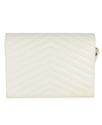 Pre-Owned Saint Laurent Creama Soft Grain De Poudre Triquilt Monogram Clutch