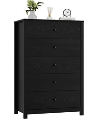 gaomon Modern 5 Drawer Wooden Dresser Chest, Tall Cabinet with Deep Storage Drawers, Metal Knobs, Versatile for Bedroom, Living Room.