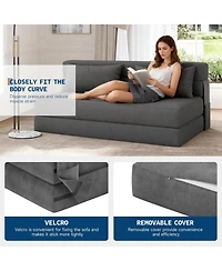 gaomon 4-in-1 Folding Sofa Bed & Chair Bed - Convertible Sleeper, Fold Out Loveseat Sofa Couch with Pillow, Tufted Floor Lounge