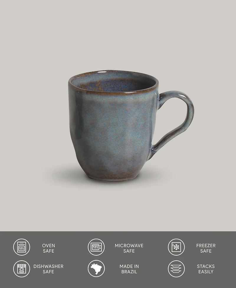 Porto Brasil Stoneware Coffee Mugs, Set of 4