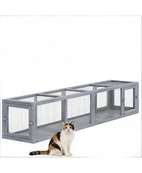 Zeus & Ruta Outdoor Spacious Wooden Cat Enclosure with Tunnel Run, Window View and Play Area
