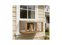 Zeus & Ruta Waterproof Window Cat Perch with Wooden Frame, Hanging Mount for Indoor Cats, Fits 24-35in Windows