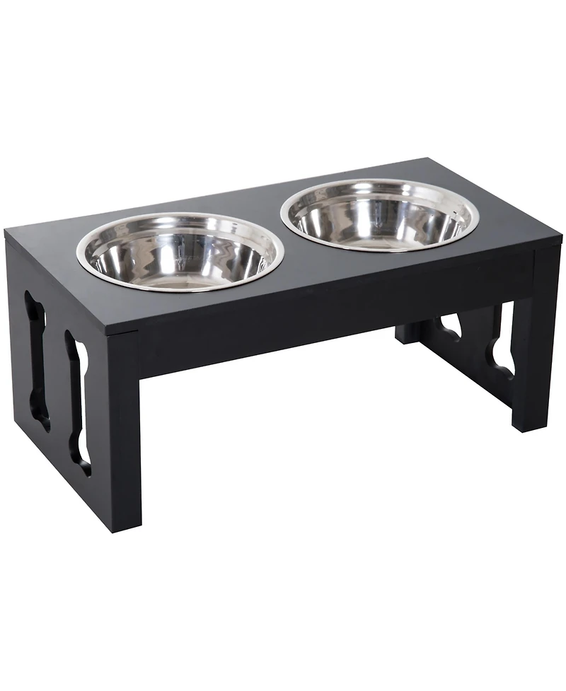 Zeus & Ruta 23" Modern Cat Feeder with Elevated Wooden Stand, Heavy Duty Design, Orthopedic Support