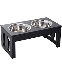Zeus & Ruta 23" Modern Cat Feeder with Elevated Wooden Stand, Heavy Duty Design, Orthopedic Support
