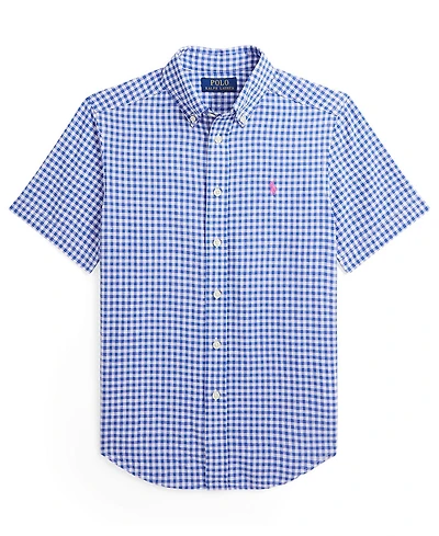 Polo Ralph Lauren Boys' 8-20 Plaid Linen Short-Sleeve Shirt