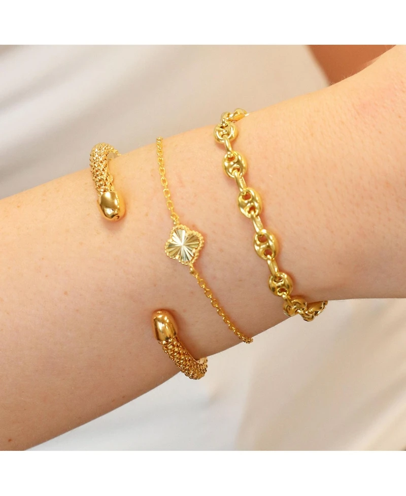 The Lovery 14K Gold-Plated Sterling Silver Fluted Single Clover Bracelet