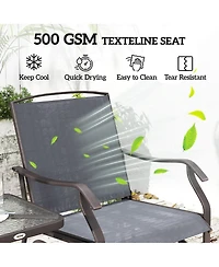 Outsunny Set of 3 Rocking Glider Chair w/ Table Mesh Patio Outdoor Furniture,