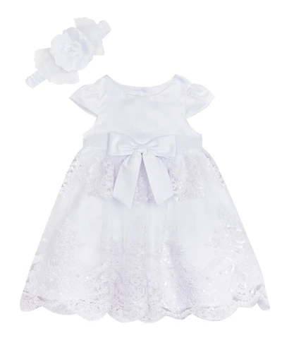 Rare Editions Baby Girls' Cap Sleeve Dress with Headband