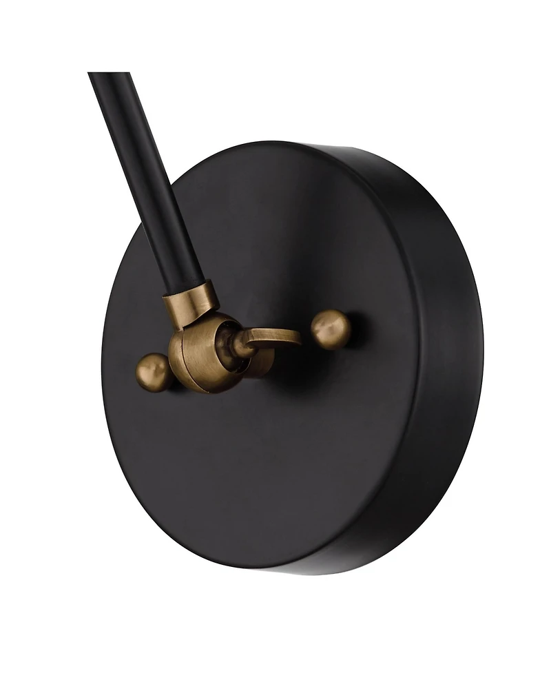 360 Lighting Wray Modern Wall Lamps Set of 2 Painted Black Brass Hardwire Light Fixture Adjustable Arm Metal Cone Shade for Bedroom Reading