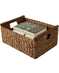 Best Choice Products Wicker Storage Basket, Shelf Basket w/ Wooden Handles, Rectangular Bin
