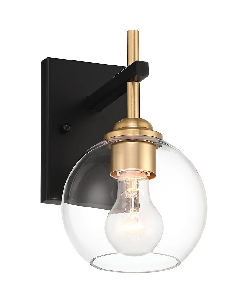 360 Lighting Duka Modern Wall Sconce Gold and Black Hardwire 6" Fixture Clear Glass for Bedroom Bathroom Vanity Living Room Home