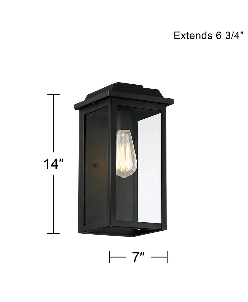 John Timberland Eastcrest Modern Outdoor Wall Light Fixtures Set of 2 Textured Black Metal 14" Clear Glass for Post Exterior Barn Deck House