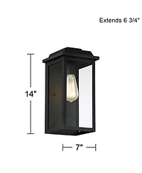 John Timberland Eastcrest Modern Outdoor Wall Light Fixtures Set of 2 Textured Black Metal 14" Clear Glass for Post Exterior Barn Deck House