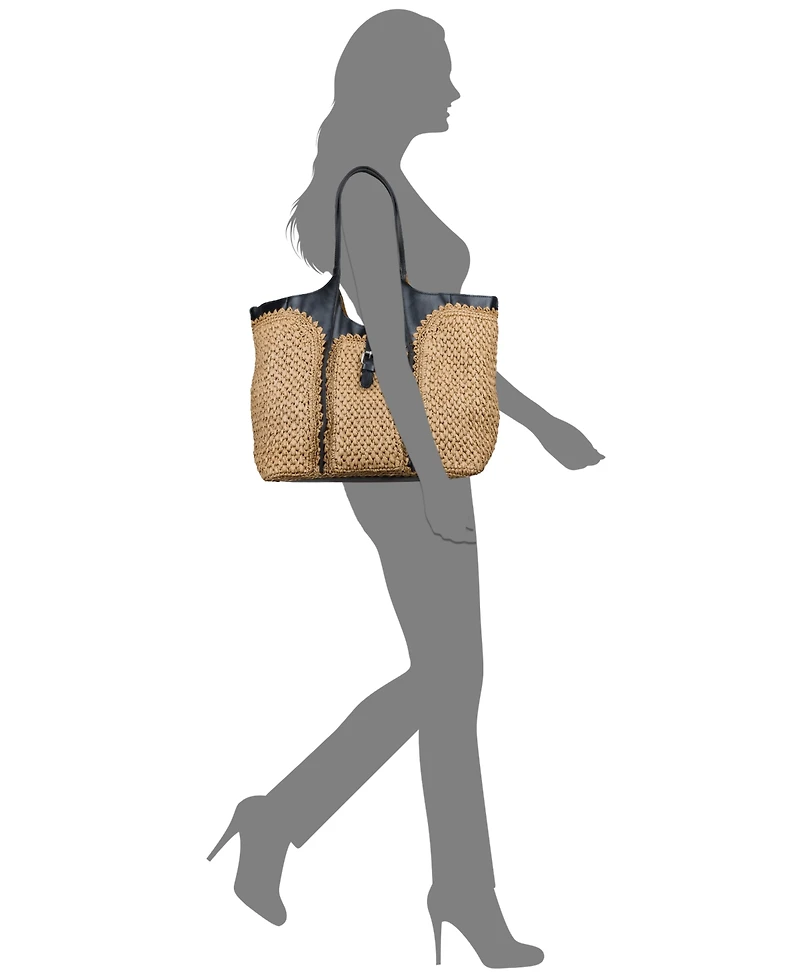 Patricia Nash Santorini Medium Woven Straw Satchel