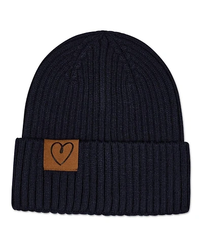 MeMoi Kids Cozy Heart-Patch Ribbed Rayon-Blend Knit Beanie