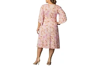 Kiyonna Plus Gemini Wrap Dress with Contrast Lined Sleeves