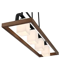 Possini Euro Design Spearhead Wood Linear Pendant Chandelier 42" Wide Modern White Glass 4-Light Dining Room Kitchen Island