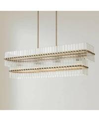 Possini Euro Design Possini Euro Emerson 36"W Matte Brass 4-Light Linear Island Pendant